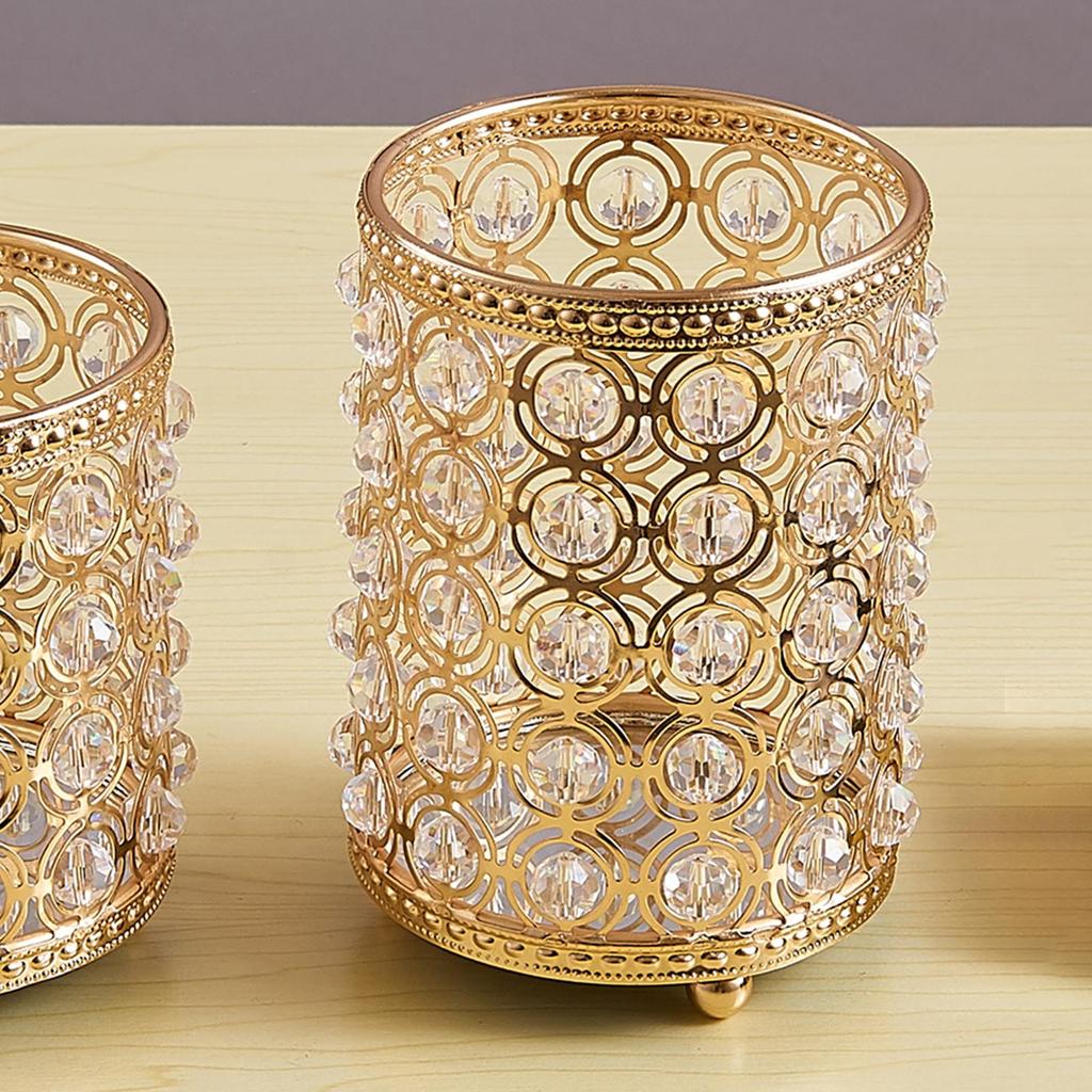 Crystal Cosmetic Brushes Holder Organizer Metal Plated L