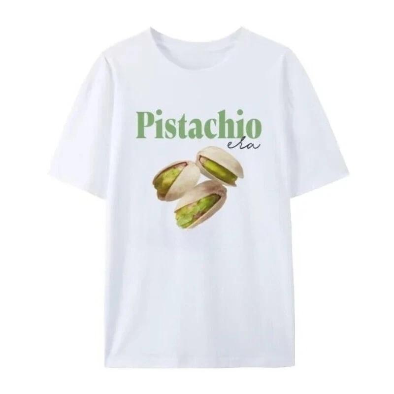 

Pistachio Retro Funny Women s T-Shirt Cute Aesthetic Foodie Tee Snack Lover Unisex Short Sleeve Loose Graphic Top S
