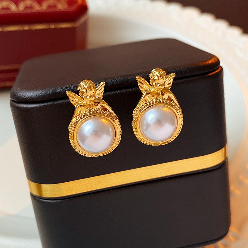 Vintage French Pearl Earrings - Silver Needle Retro Luxury Accessories