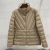 Double-sided two-color two-sided winter stand-up collar light down jacket women's short pressed glue white duck down warm jacket tide