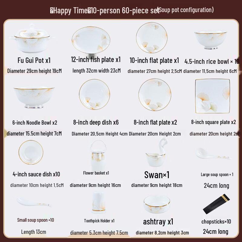 Ginkgo Leaf European Bone China Dinnerware Set