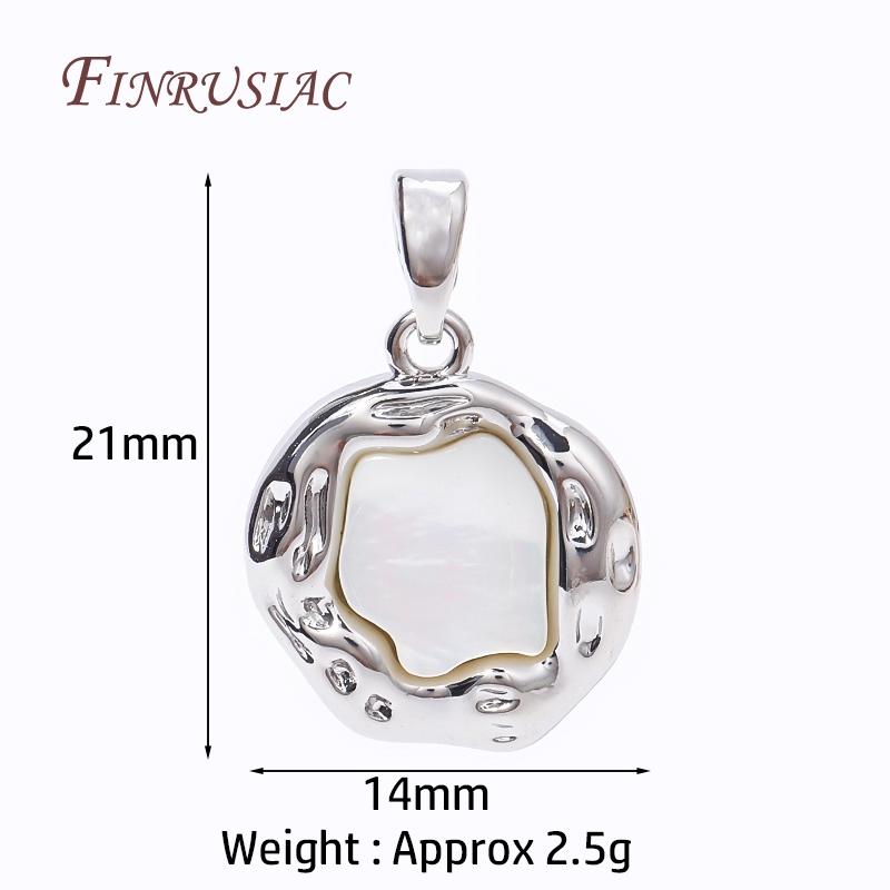 18K Gold Plated Brass Metal Inlay Shell Geometry Charm Pendants For Necklace Supplies,Pendant Accessories DIY Jewelry Crafts