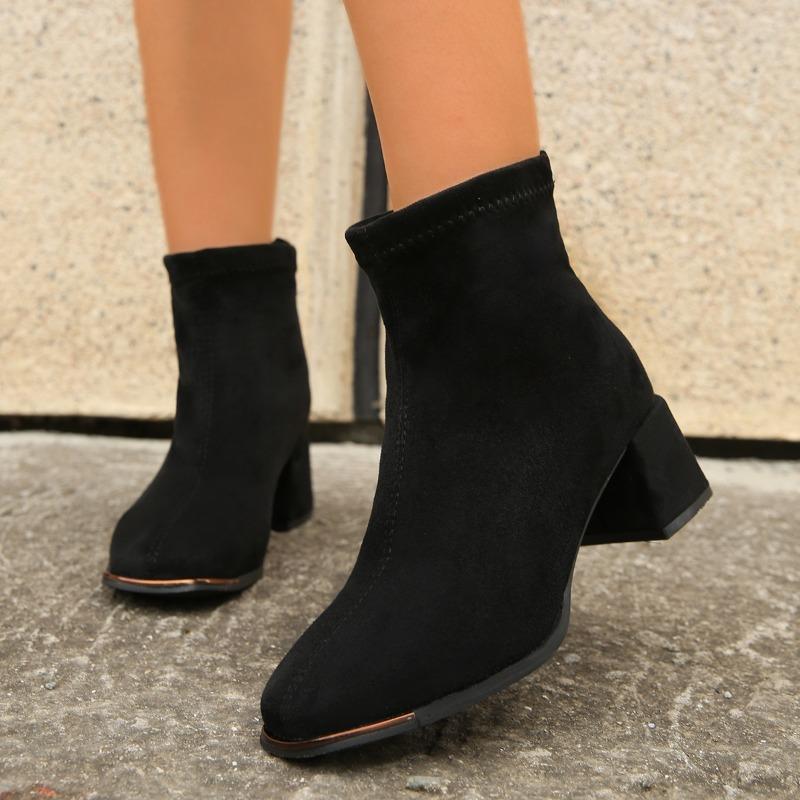 Quadratische Zehenpartie Mittelhoher Absatz Martin Boots Damen 2025 Winter Neu Schlankmachend Übergröße Mode Stiefel