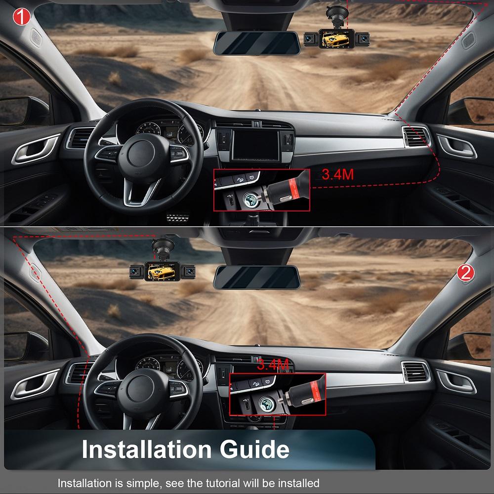 Cámara de salpicadero para coches 4 canales Caja negra WiFi Cámara de conducción FHD 1080P Visión nocturna Grabación en bucle Accesorios para coche
