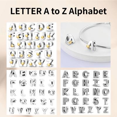 Passend für Armbänder aus 925er Silber mit Buchstaben von A bis Z, Charms, Alphabet-Anfangsperlen, Zubehör zur Schmuckherstellung