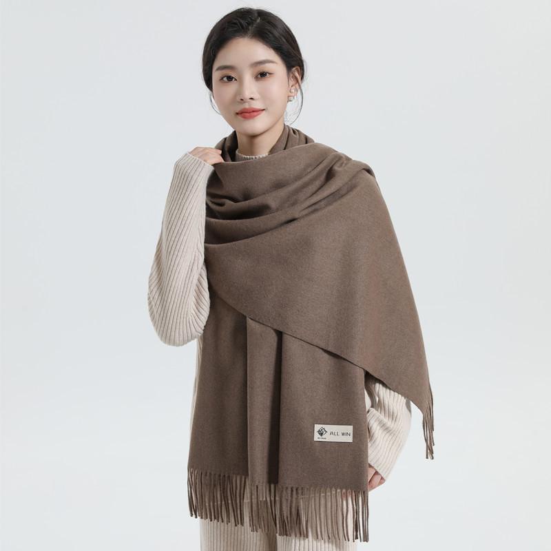 White Cashmere Scarf: Thickened, Solid Color, Versatile for Women & Men, Perfect for Autumn & Winter