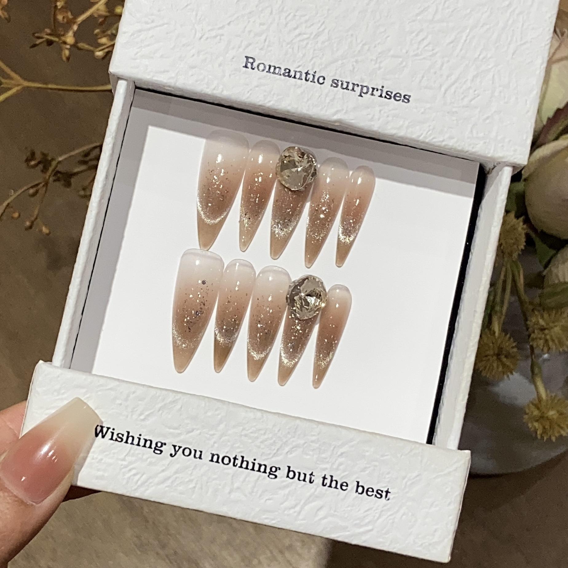 

Pure Handmade Mailard Smile Cat Eye Gradient Sticker Diamond Sequin Latte Removable L