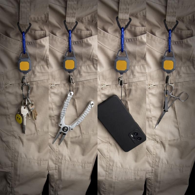 Retractable Keychains with 26inch Cord Heavy Duty Badges Holder Locking Retractor 6oz Fly Fishing Retractor
