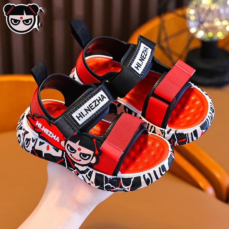 Non-slip, Breathable Nezha Sandals for Kids: Summer Beach Sandals for Boys and Girls 24 красный