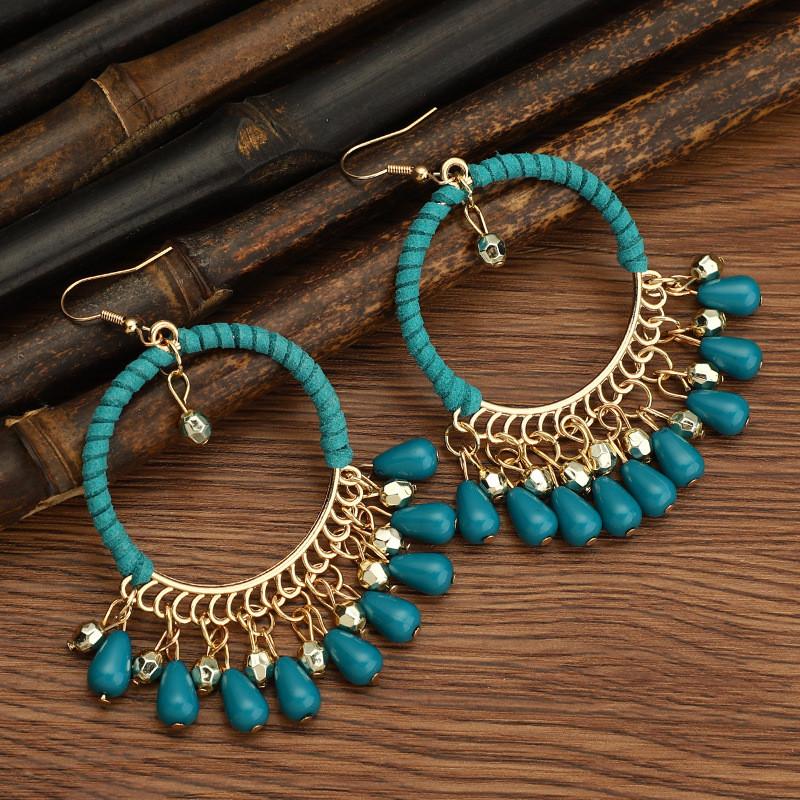 Pinkdudu Ethnic Style Rice Bead Tassel Bohemian Women Earrings Travel Accessories for Women PD2038