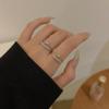 Two-piece Set of Light Luxury Zircon Love Ring Women's Niche Design Sense Open Ring Ring Couple Hand
