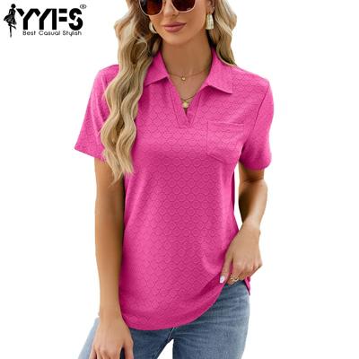 Damesmode Casual Zomer Lente Effen Kleur Print Korte Mouw POLO Hals Blouses & Shirts