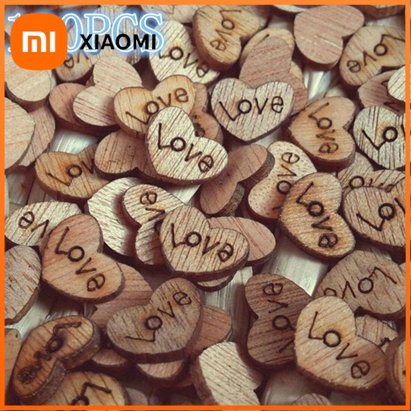 Xiaomi 100Pcs Rustic Wooden Love Heart Decorations Wood Grain Heart Shapes For Wedding Table Scatter DIY Crafts Party Decor Supplies