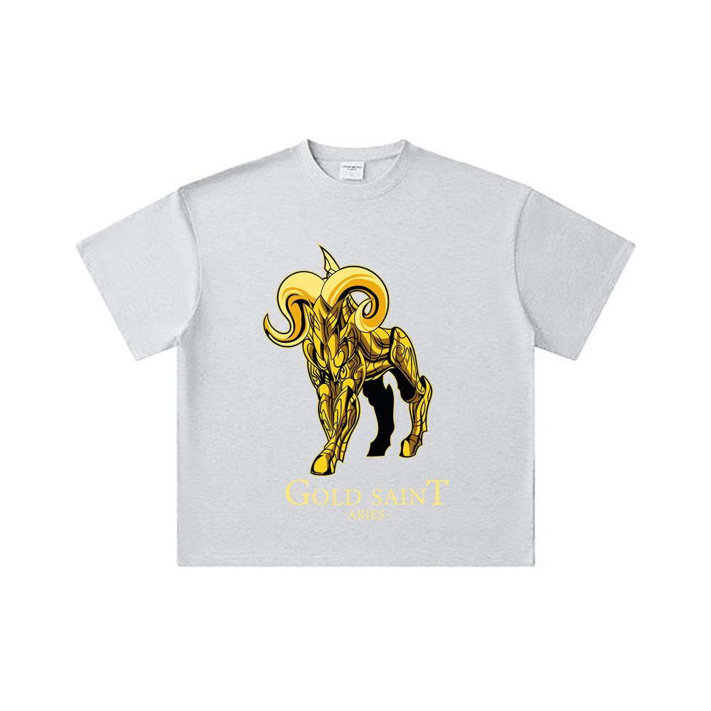 260 GSM Double Yarn 32 Count 100% Cotton Saint Seiya V26 Aries Print Unisex Heavy Cotton T Shirt