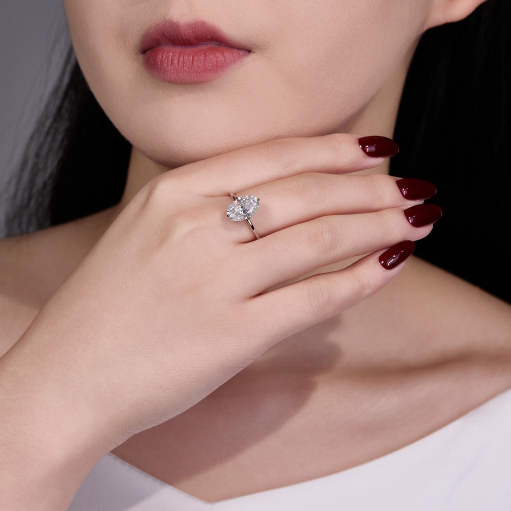 4.5CTW S925 Sterling Silver Oval Moissanite Ring High End Wedding Ring Engagement Ring Jewelry