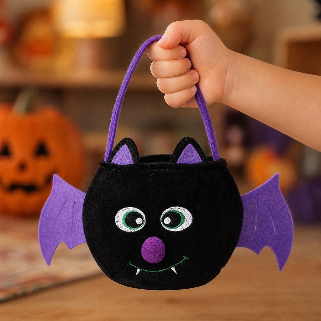 Halloween Candy Bags for Kids, Creative 3D Pumpkin Bags, Black Party Bags