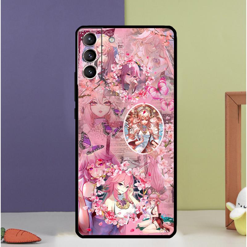 Genshin Impact Yae Miko Phone Case For Samsung Galaxy S23 S21 FE S22 Ultra Note 20 10 S8 S9 S10 Plus S10e S20 FE Cover