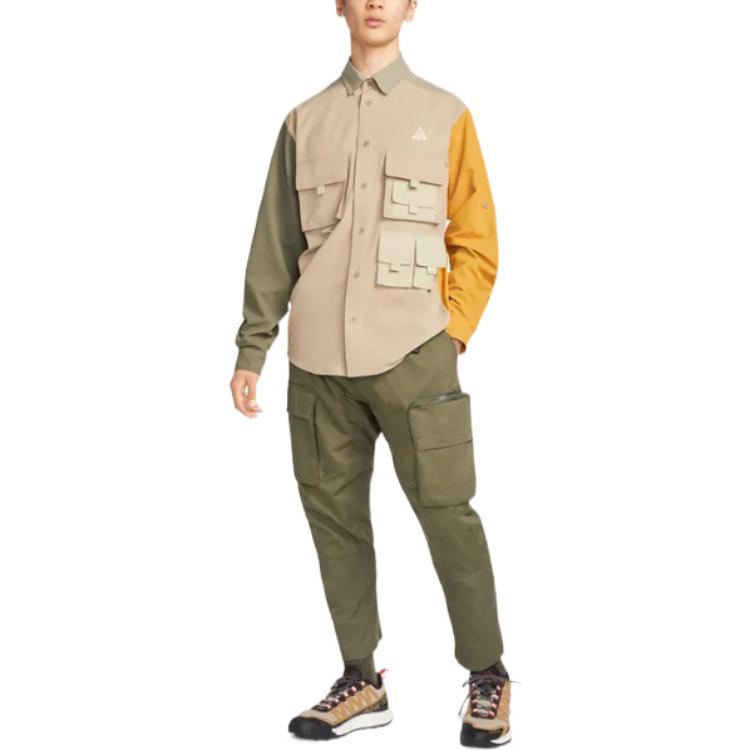 Nike ACG Dri-FIT UV Multi-Pocket Colorblock Long Sleeve Shirt 1 Men Tops Brown DN3937-247