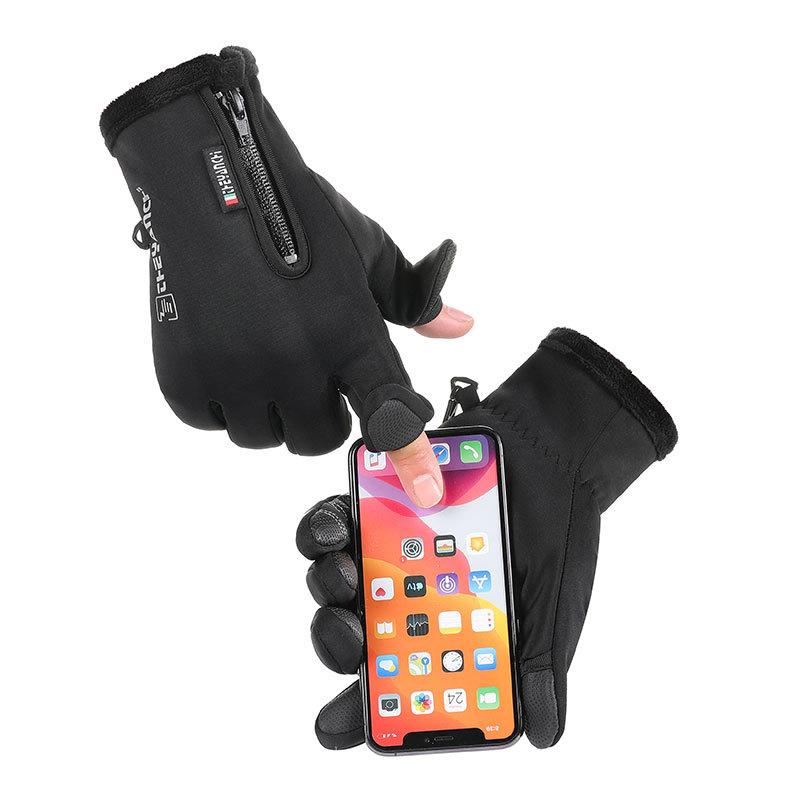 CHRLCK Unisex Vattentäta Cykelhandskar Varma Fullfinger Cykelhandskar Vandring Fiske Slitstarka Pekskärmshandskar