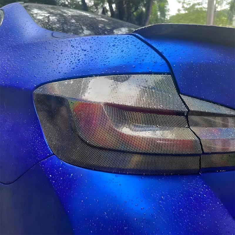 1pc Car Taillight Lamp Film Sticker Car Honeycomb Styling Light Film Car Headlight Decorative Film Auto  Exterior Accessories