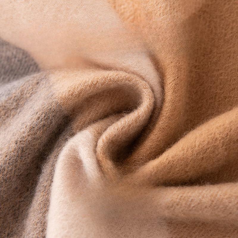 Pure Cashmere Scarf for Women in Winter Thickened Men's High End Plaid Cashmere Couple Scarf Winter Style