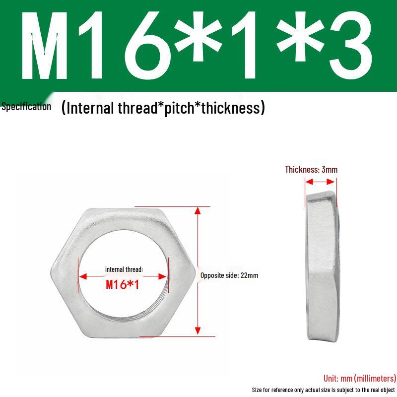 GB808 White Zinc Hex Thin Nut, Fine Thread, Lamp-Type, M6-M30