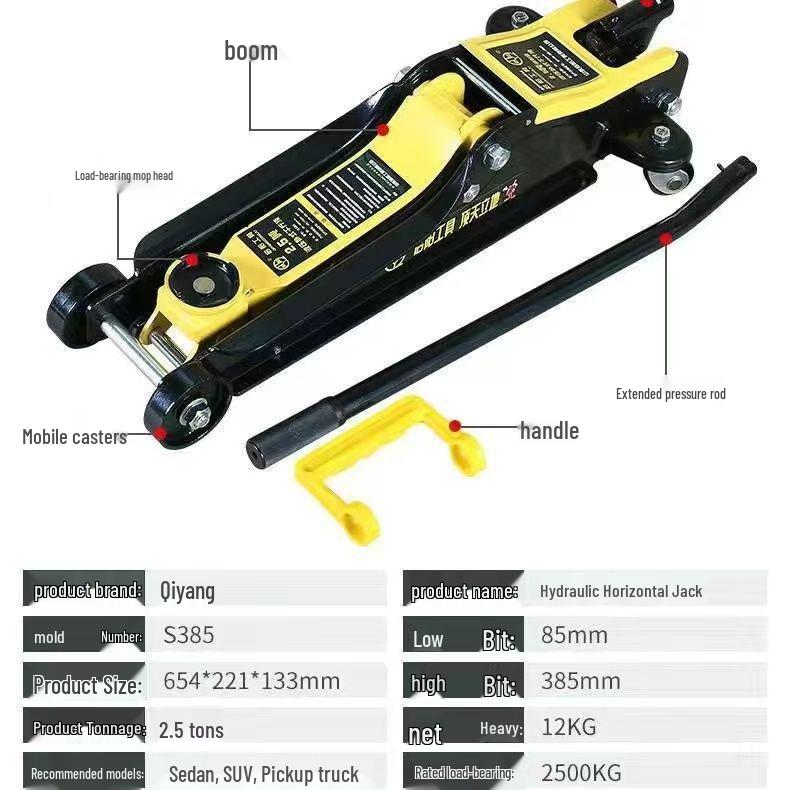 Ultra Low Profile 3 Ton Hydraulic Car Jack with Double Pump for Auto Repair and Tire Changes