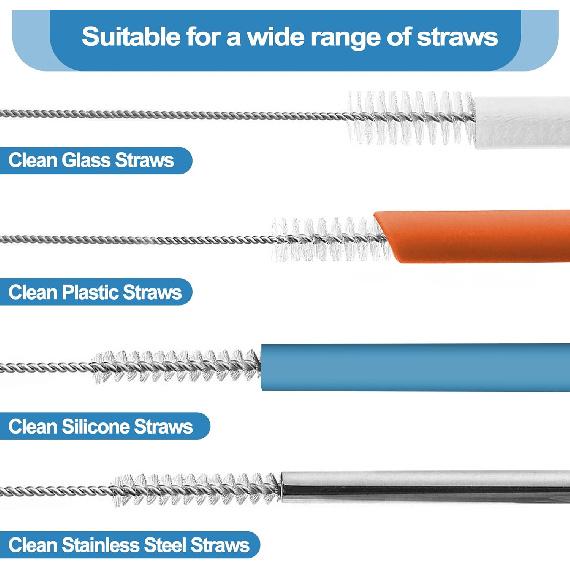 Owala Straw Cleaner Brush - Extra Long 12.5 Inch Pipe Cleaners, Extra Wide 10mm Stainless Steel Cleaning Brush Set for Straws On Cups, Water Bottles,
