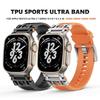 Silicone TPU Band for Apple Watch Ultra 2 49mm Metal Men Sports Strap for Iwatch Ultra 49 Series 10 46mm 9 8 7 Se 6 5 4 44 45mm