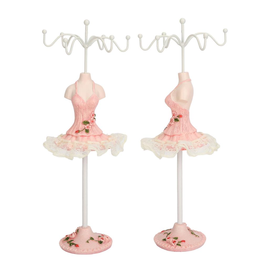 Earrings Necklace Princess Dress Stand Display Resin Human Model Jewelry Organizer Pink