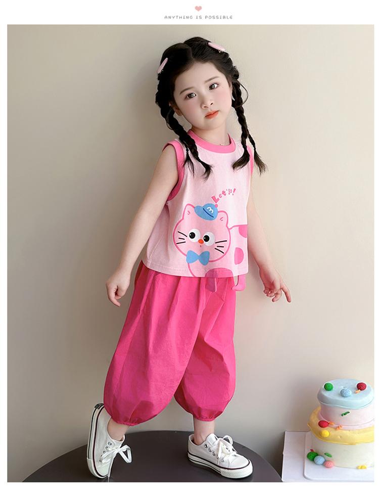 Girls' Summer Set 2026 New Children's Summer Dress Sleeveless Tank Top Two Piece Set Baby Fashionable Summer Thin Clothes
