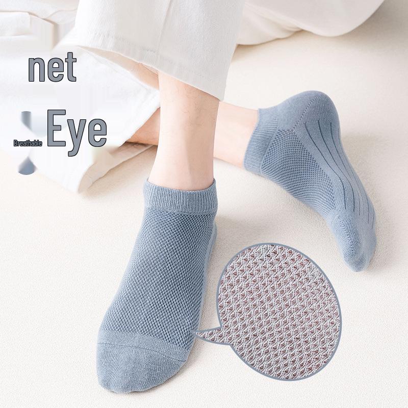 Herrstrumpor sommar, lätta, andningsbara bomullsstrumpor - Luktavvisande, fuktabsorberande, trendig nätdesign för vår och höst