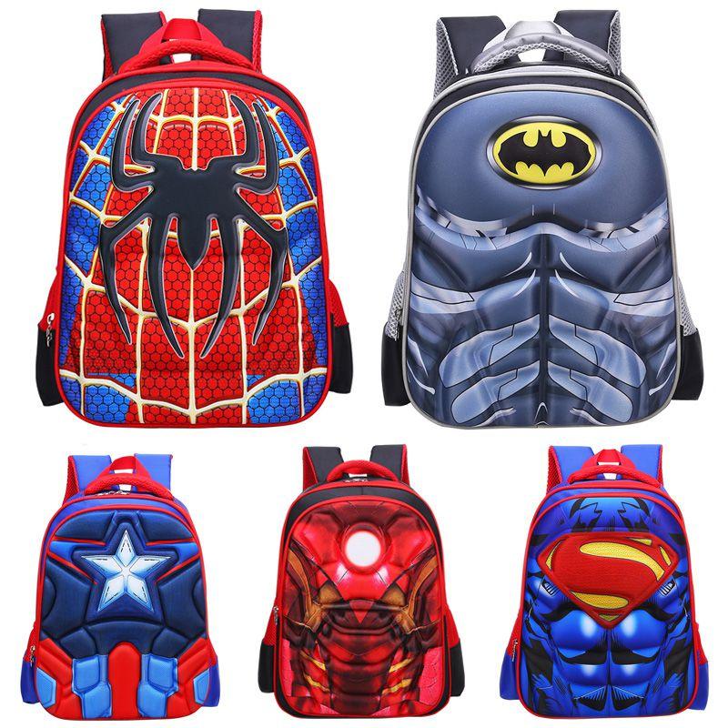 3d Spiderman Batman Captain America Childrens School Bag Backpack For Boys Kids