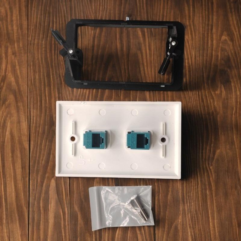 Ethernet Wall Plate Female Pass Through Outlet Panel for Networks Connectors Single/Double Port TV Cable Wall Plate