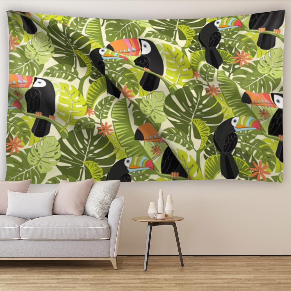Simple and Fresh Leaf Wall Hanging Tapestry Art Decoration Blanket Curtain Hanging Home Bedroom Living Room Decoration Tapestry