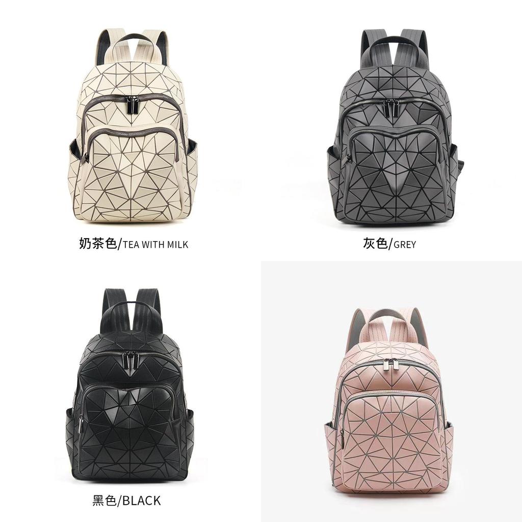 Moderner Unisex Rucksack mit Diamantmuster aus PVC für Freizeit und Reisen, mit großem Fassungsvermögen
