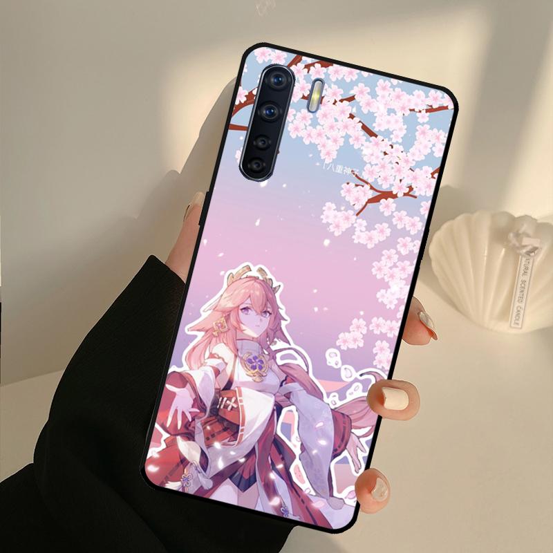 Genshin Impact Yae Miko Case For OPPO Find X5 X3 Pro A5 A9 A31 A53 A53S A3S A5S A15 A52 A72 A83 A91 A54 A74 A94