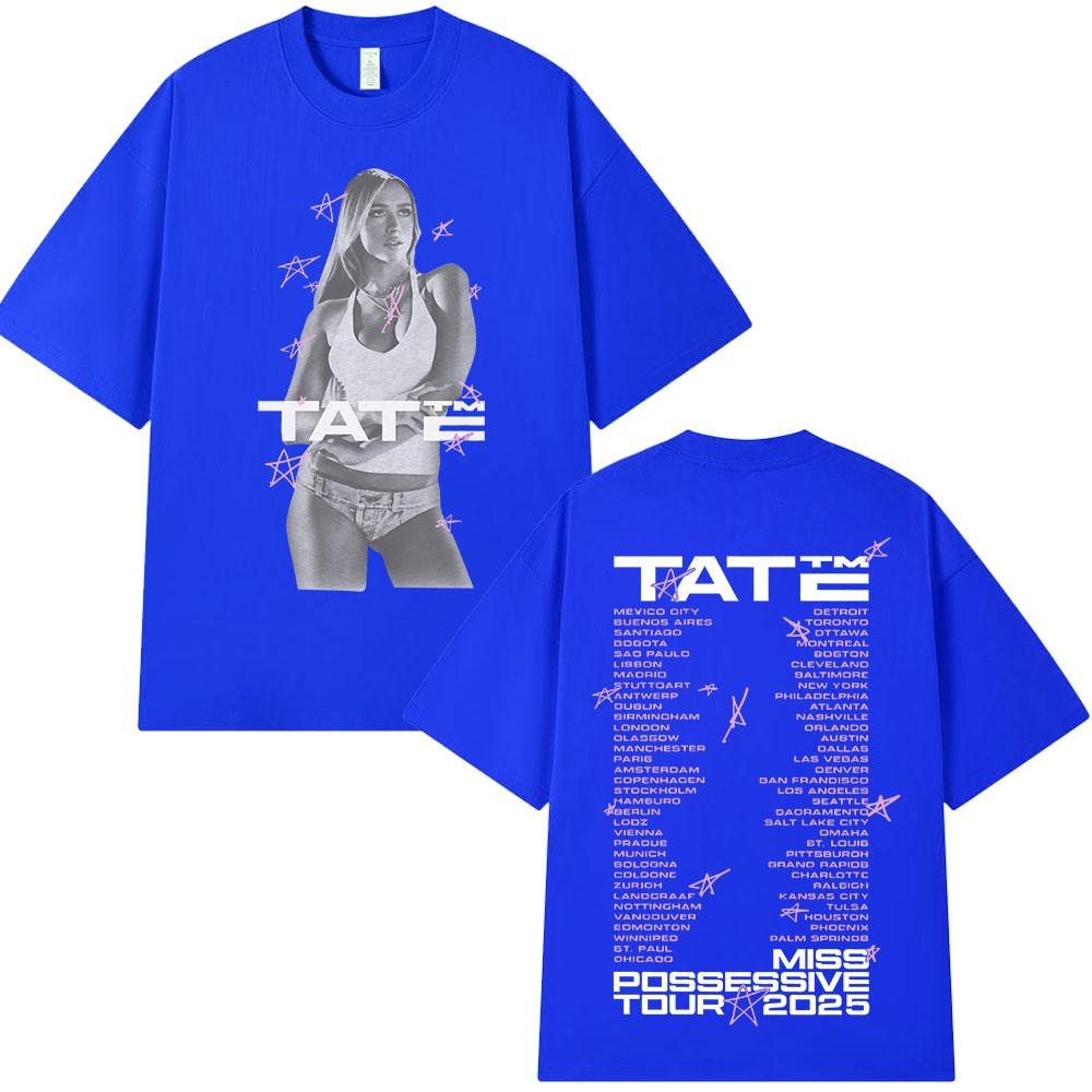 Tate McRae Miss Possessive Tour Merch T-shirt Unisex Donna Harajuku Girocollo Manica Corta T-shirt Cotone Casual T-shirt Streetwear