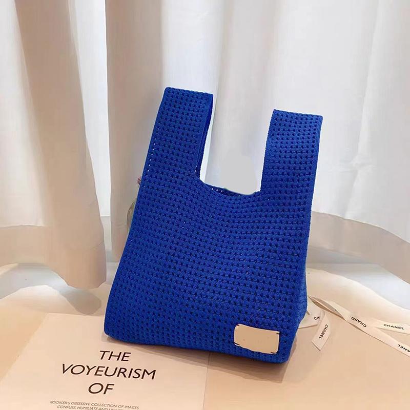 

Корейский Шик Простая Ретро Ажурная Вязаная Сумка-Тоут Сумка Через Плечо Женская Жилетка Сумка Открытый Верх Пряжа Сумка Сумка для Покупок Отправка