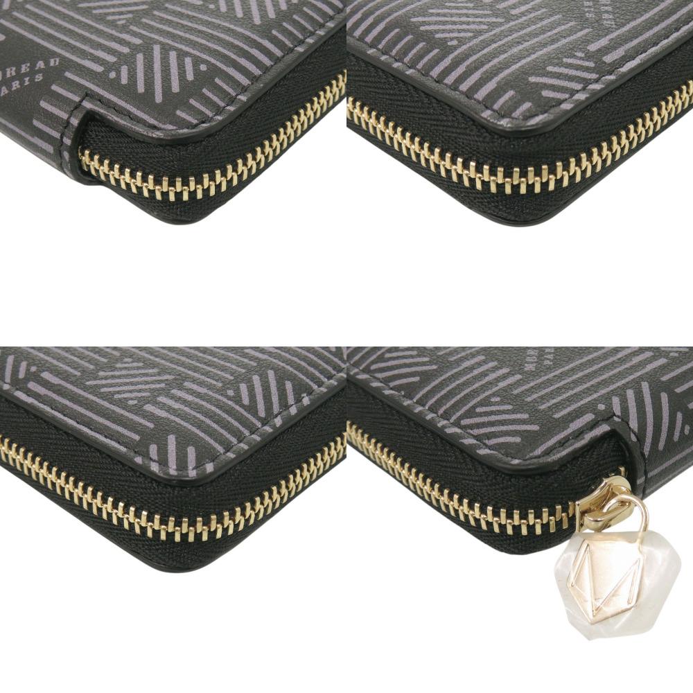 Used AUTHENTIC MOREAU PARIS Zip Mini Wallet coin purse Black Leather