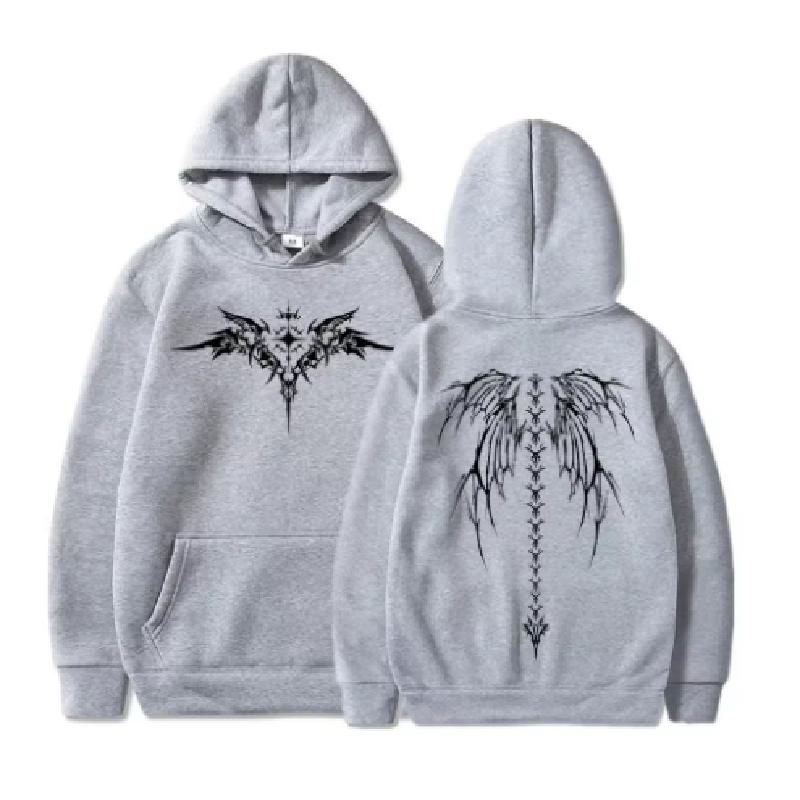 2025 popular wing print hoodie men's long sleeved fashionable sportswear unisex fashionable new street clothing casual