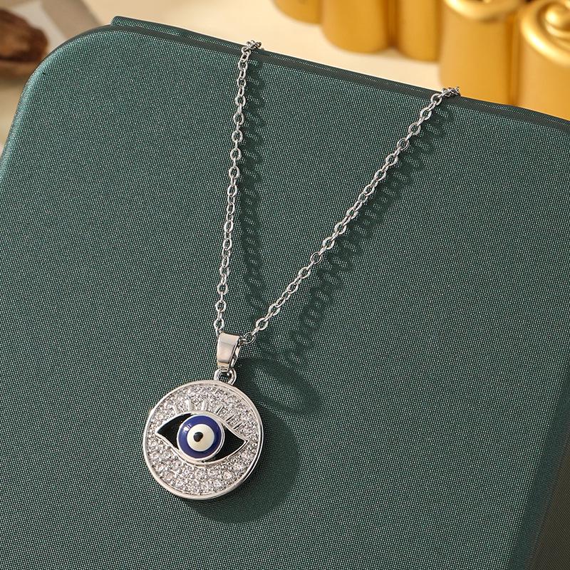 Beliebte Halskette mit blauem bösen Blick aus Titanstahl für Damen – Vielseitiger und personalisierter Schlüsselbeinkettenschmuck