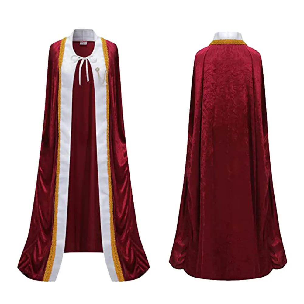 Medieval King Queen Cloak Costume For Adults Velvet Royal Court Dress Halloween Christmas Cosplay Outfit Prince Princess Cape