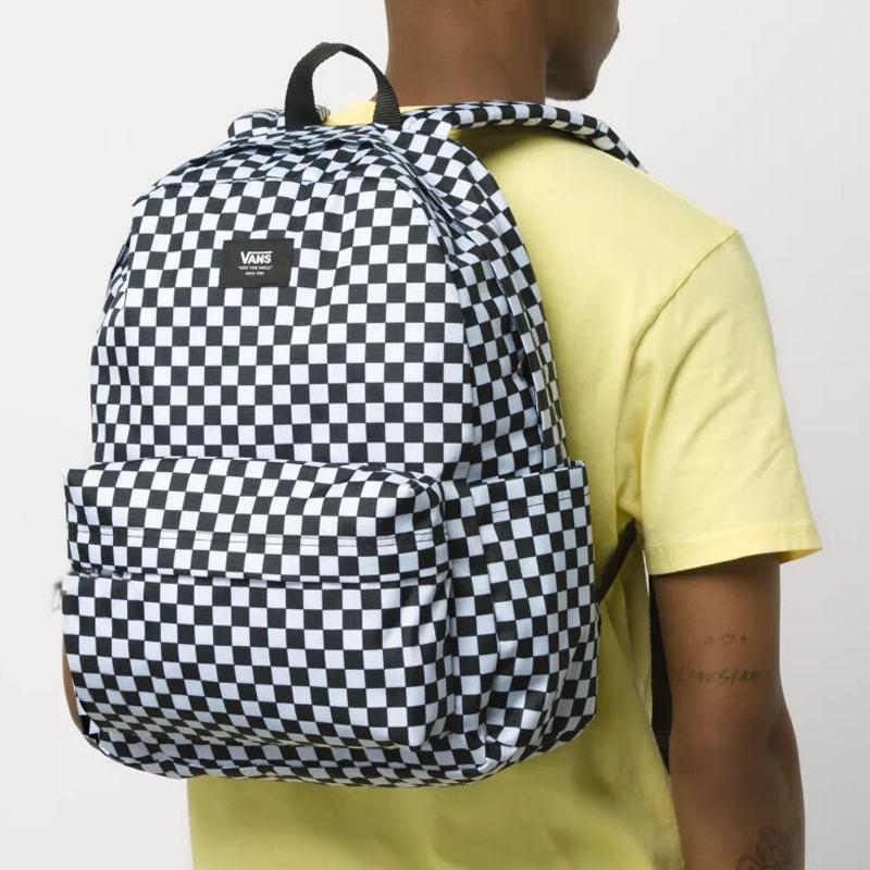 Vans Old Skool H2O Checkerboard Classic Logo Polyester Backpack Unisex Backpack Black White VN0A5KI1Y281
