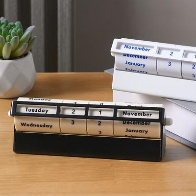1 stuks Creatieve Eeuwigdurende Kalender Roterend Wiel Bureaukalender Metalen Frame Huis Kantoor Bureau Decoratie Ornament