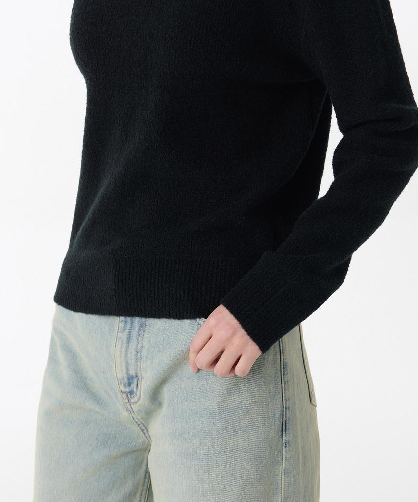 MUSINSA STANDARD WOMAN Women'S Mini Boucle Crew Neck Knit [Black]