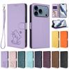 Applicable iPhone17promax iPhone leather case17AiR Heart-shaped cat flip cover card holder15Pro Protective Sleeve