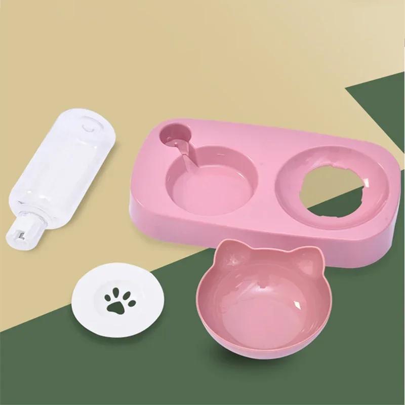 Pet Dog Bowl Automatic Feeder Cat Food Bowl With Water Fountain Bowl Drinking Raised Stand Dish Bowls Cat Food And Water Dush Decoration