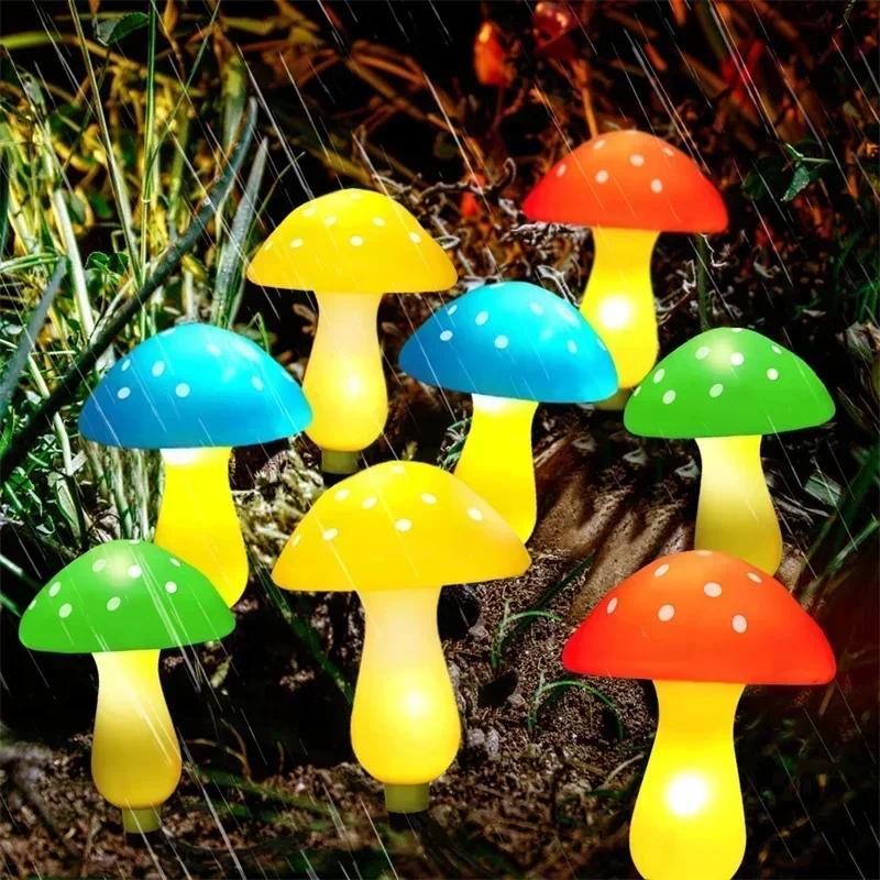 Colorful Mushroom LED Solar Lawn Lamp External Solar Lights Wedding Camping Party Home Decoration Garden Summer Decor Light