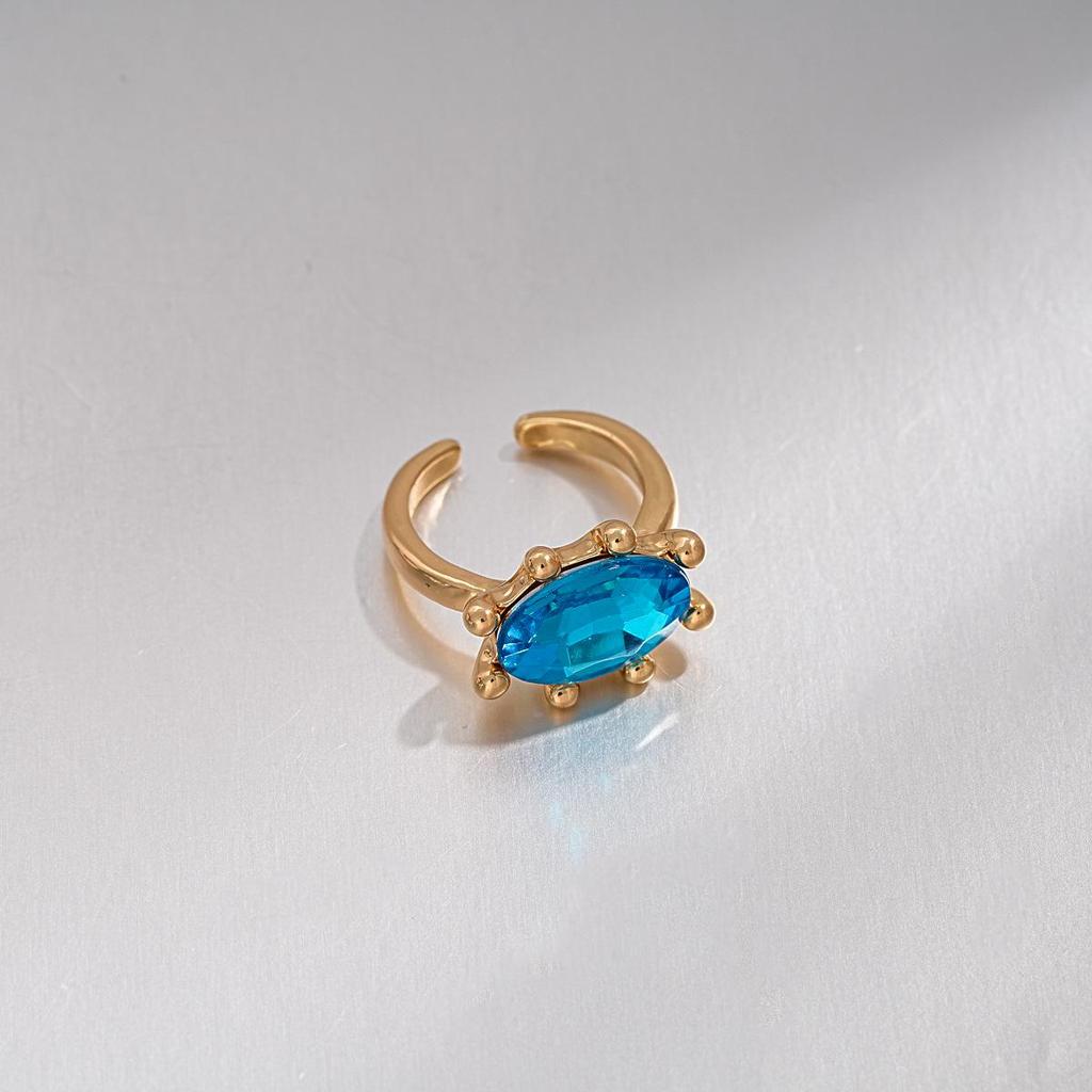 European-American Luxury Diamond Oval Open Ring – Geometric Dopamine Sweet Food Design, High-End Niche Jewelry.